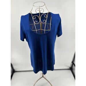 Lucy Tech Womens Short Sleeve Blue Workout T Shirt Size Large Exercise